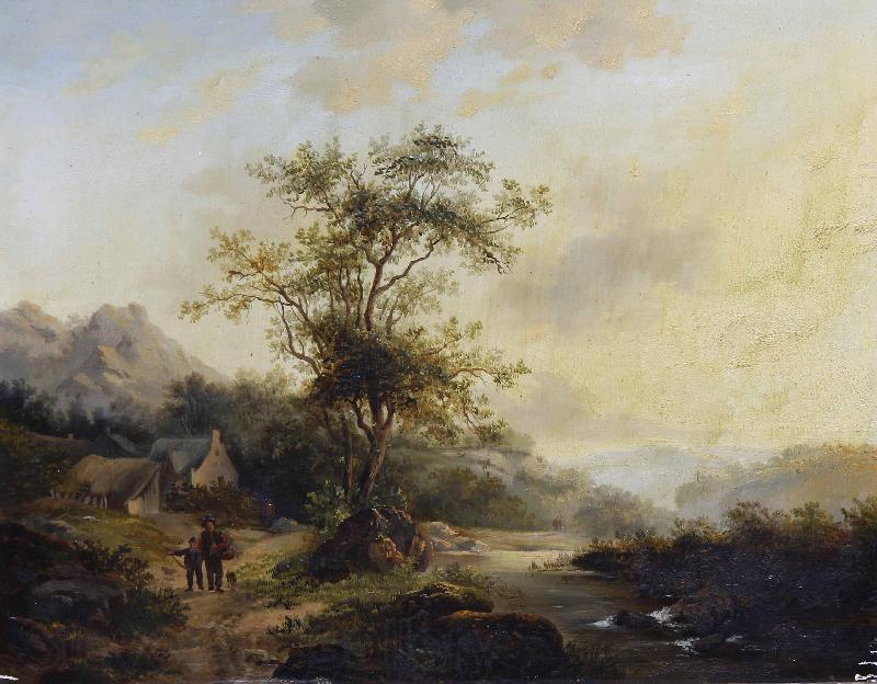 Andreas Schelfhout Travellers on a country lane Norge oil painting art